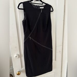 Calvin Klein Black Sheath Mini Dress Mock Neck Sleeveless
